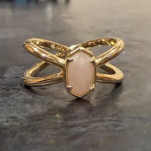 Kendra Scott Emilie Gold Rose Quartz Double Band Ring - Size 6